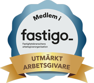 Logotyp för Fastigos utmärkelse "Utmärkt arbetsgivare"